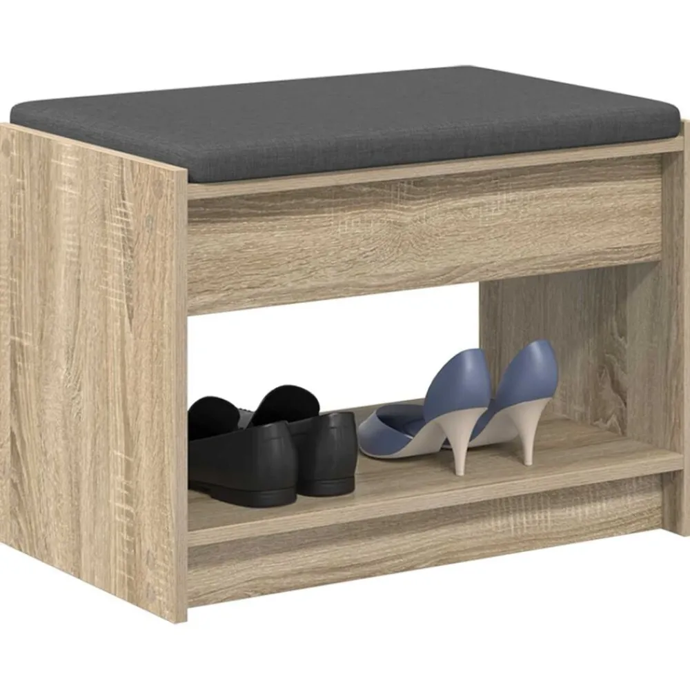 Bancs-vidaXL Banc d'entrée avec coussin Chêne Sonoma 63 x 38 x 45 cm