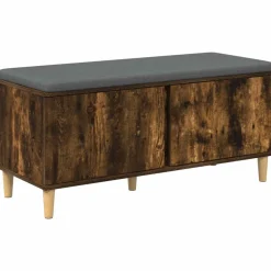 Bancs-vidaXL Banc d'entrée avec coussin Chêne Fumé 100 x 38 x 46 cm Chêne fumé