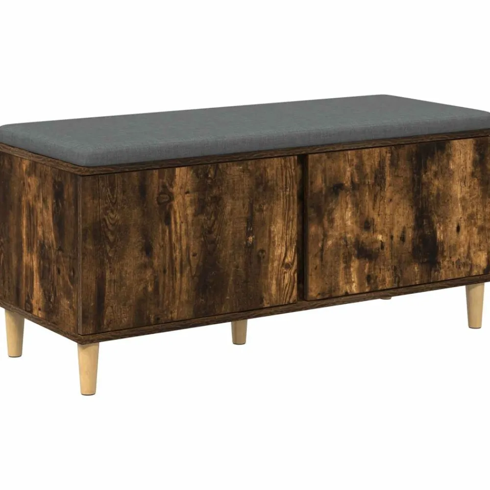 Bancs-vidaXL Banc d'entrée avec coussin Chêne Fumé 100 x 38 x 46 cm Chêne fumé