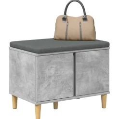 Bancs-vidaXL Banc d'entrée avec coussin 60 x 38 x 46 cm Gris béton