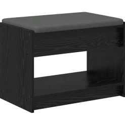 Bancs-vidaXL Banc d'entrée avec coussin Chêne Noir 63 x 38 x 45 cm