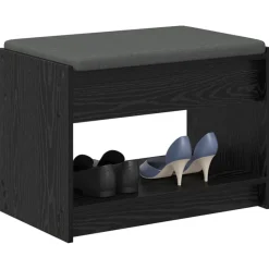 Bancs-vidaXL Banc d'entrée avec coussin Chêne Noir 63 x 38 x 45 cm