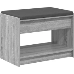 vidaXL Banc d'entrée avec coussin Gris Sonoma 63 x 38 x 45 cm