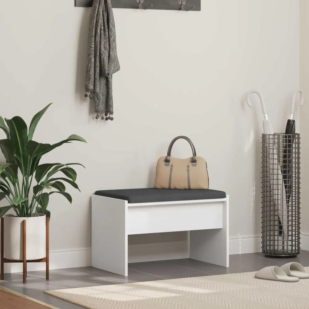Bancs-vidaXL Banc d'entrée avec coussin 63 x 38 x 40 cm Blanc