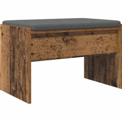 Bancs-vidaXL Banc d'entrée avec coussin 63 x 38 x 40 cm Bois ancien