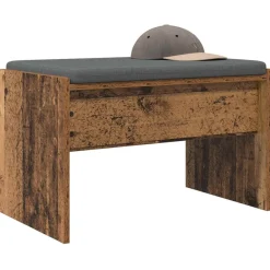 Bancs-vidaXL Banc d'entrée avec coussin 63 x 38 x 40 cm Bois ancien