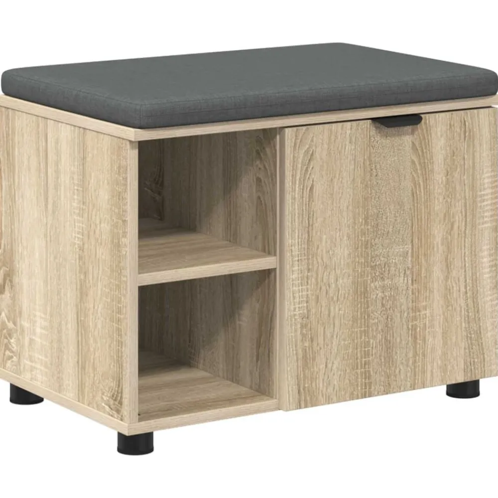 vidaXL Banc d'entrée avec coussin Chêne Sonoma 60 x 38 x 46 cm