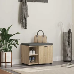 vidaXL Banc d'entrée avec coussin Chêne Sonoma 60 x 38 x 46 cm