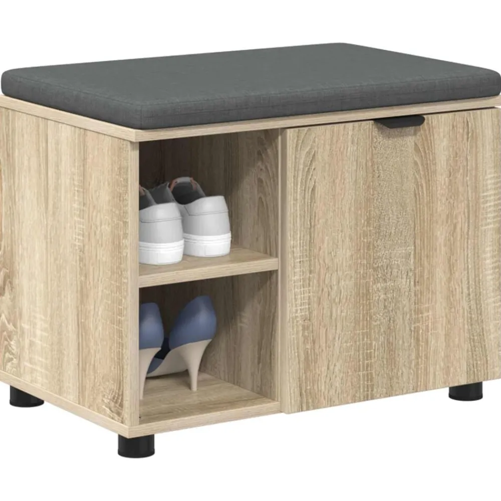 vidaXL Banc d'entrée avec coussin Chêne Sonoma 60 x 38 x 46 cm