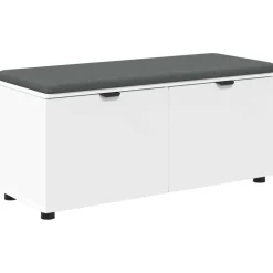Bancs-vidaXL Banc d'entrée 100 x 38 x 46 cm Bois Ingénierie et Tissu Blanc