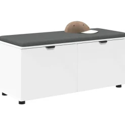 Bancs-vidaXL Banc d'entrée 100 x 38 x 46 cm Bois Ingénierie et Tissu Blanc