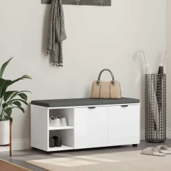 vidaXL Banc d'entrée 100 x 38 x 46 cm Bois Ingénierie et Tissu