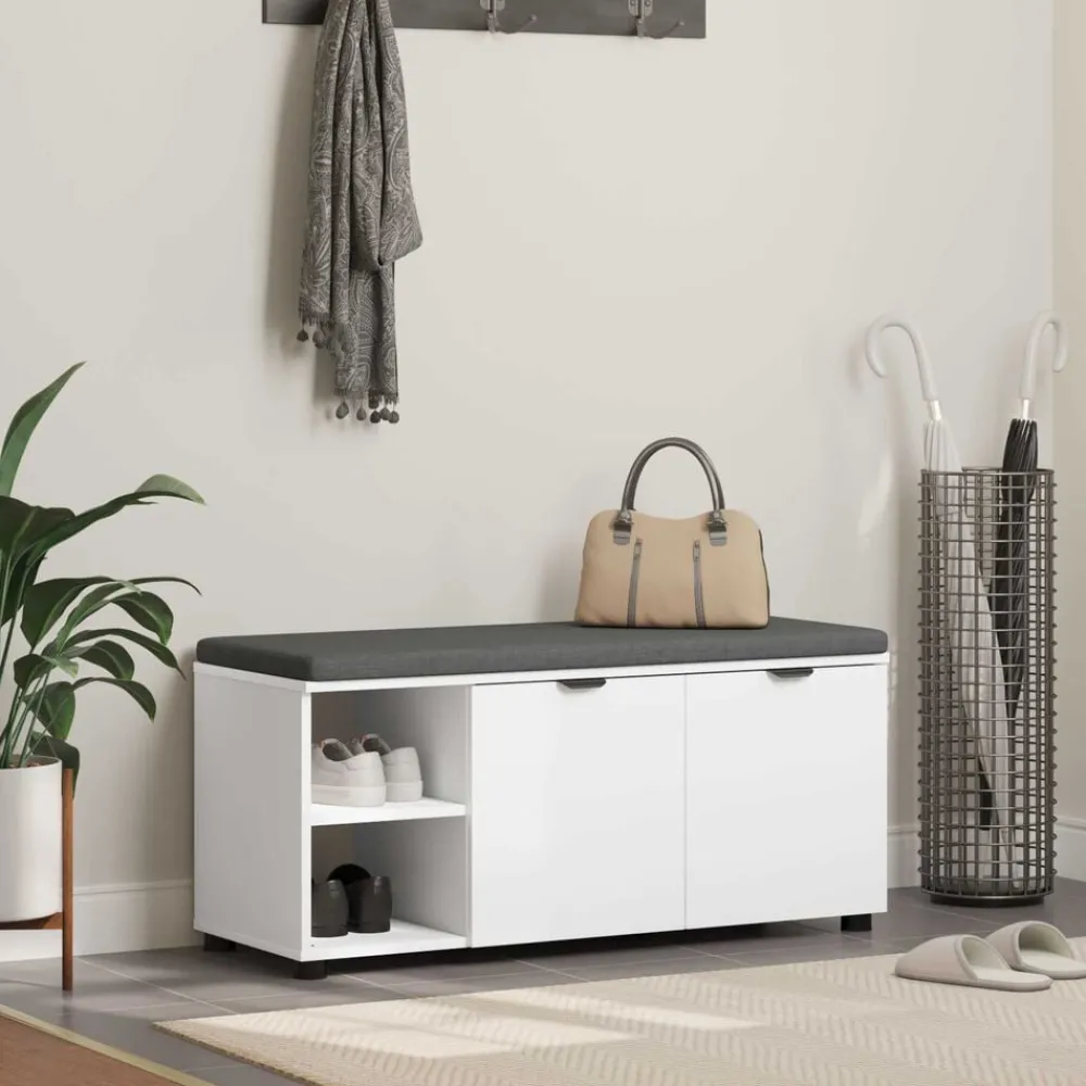 vidaXL Banc d'entrée 100 x 38 x 46 cm Bois Ingénierie et Tissu