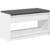 vidaXL Banc d'entrée Blanc 83 x 38 x 45 cm Bois Ingénierie et Tissu