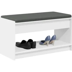vidaXL Banc d'entrée Blanc 83 x 38 x 45 cm Bois Ingénierie et Tissu