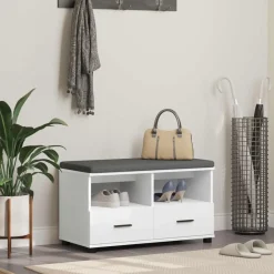 vidaXL Banc d'entrée 80 x 38 x 46 cm Bois Ingénierie et Tissu