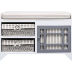 Bancs-vidaXL Banc d'entrée Blanc 70 x 33,5 x 45 cm Bois de Paulownia