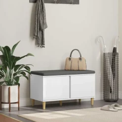 vidaXL Banc d'entrée 80 x 38 x 46 cm Bois Ingénierie et Tissu