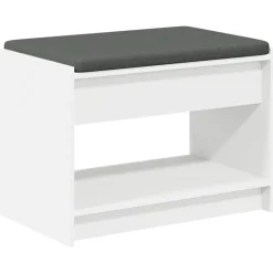vidaXL Banc d'entrée Blanc 63 x 38 x 45 cm Bois Ingénierie et Tissu