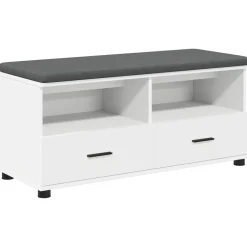 Bancs-vidaXL Banc d'entrée 100 x 38 x 46 cm Bois Ingénierie et Tissu Blanc