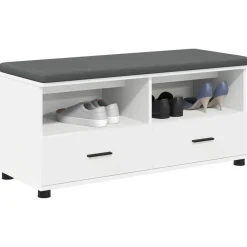 Bancs-vidaXL Banc d'entrée 100 x 38 x 46 cm Bois Ingénierie et Tissu Blanc