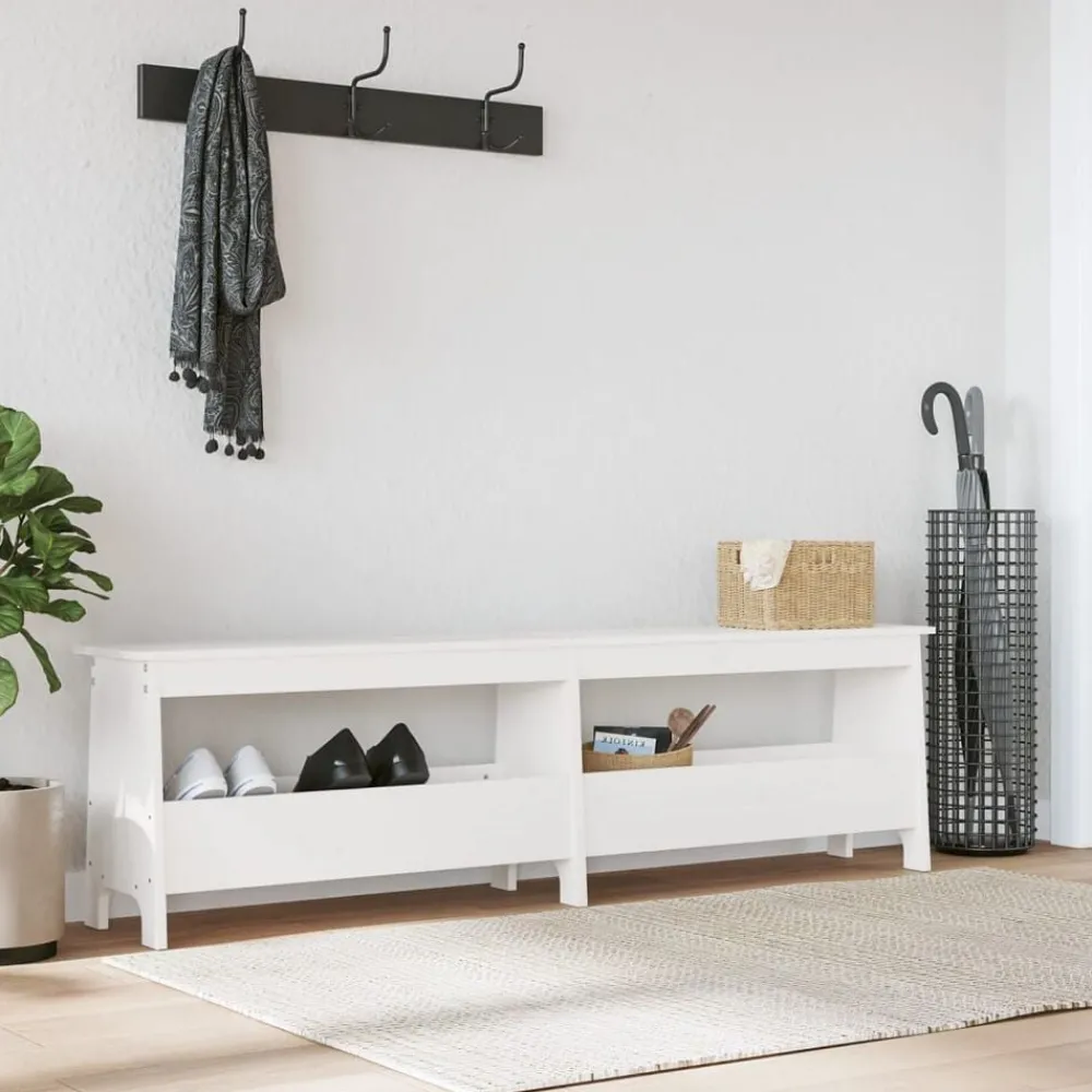 Bancs-vidaXL Banc d'entrée 160x28x45 cm bois de pin massif Blanc