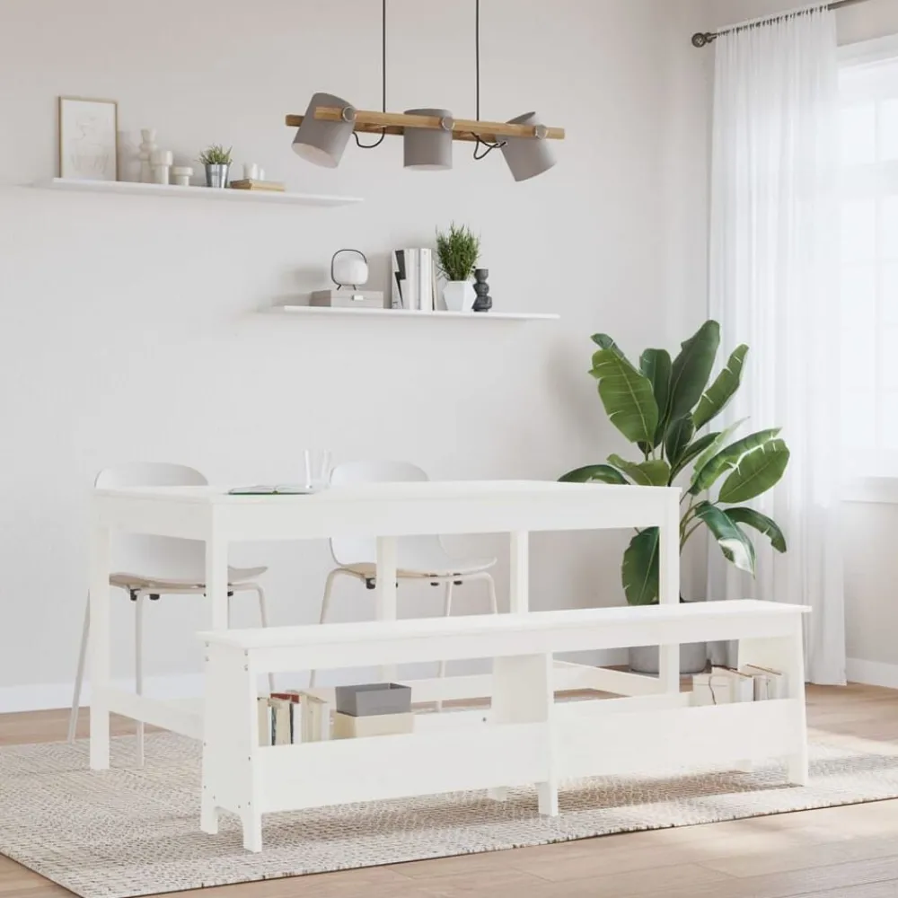 Bancs-vidaXL Banc d'entrée 160x28x45 cm bois de pin massif Blanc