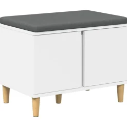 Bancs-vidaXL Banc d'entrée 60 x 38 x 46 cm Bois Ingénierie et Tissu Blanc