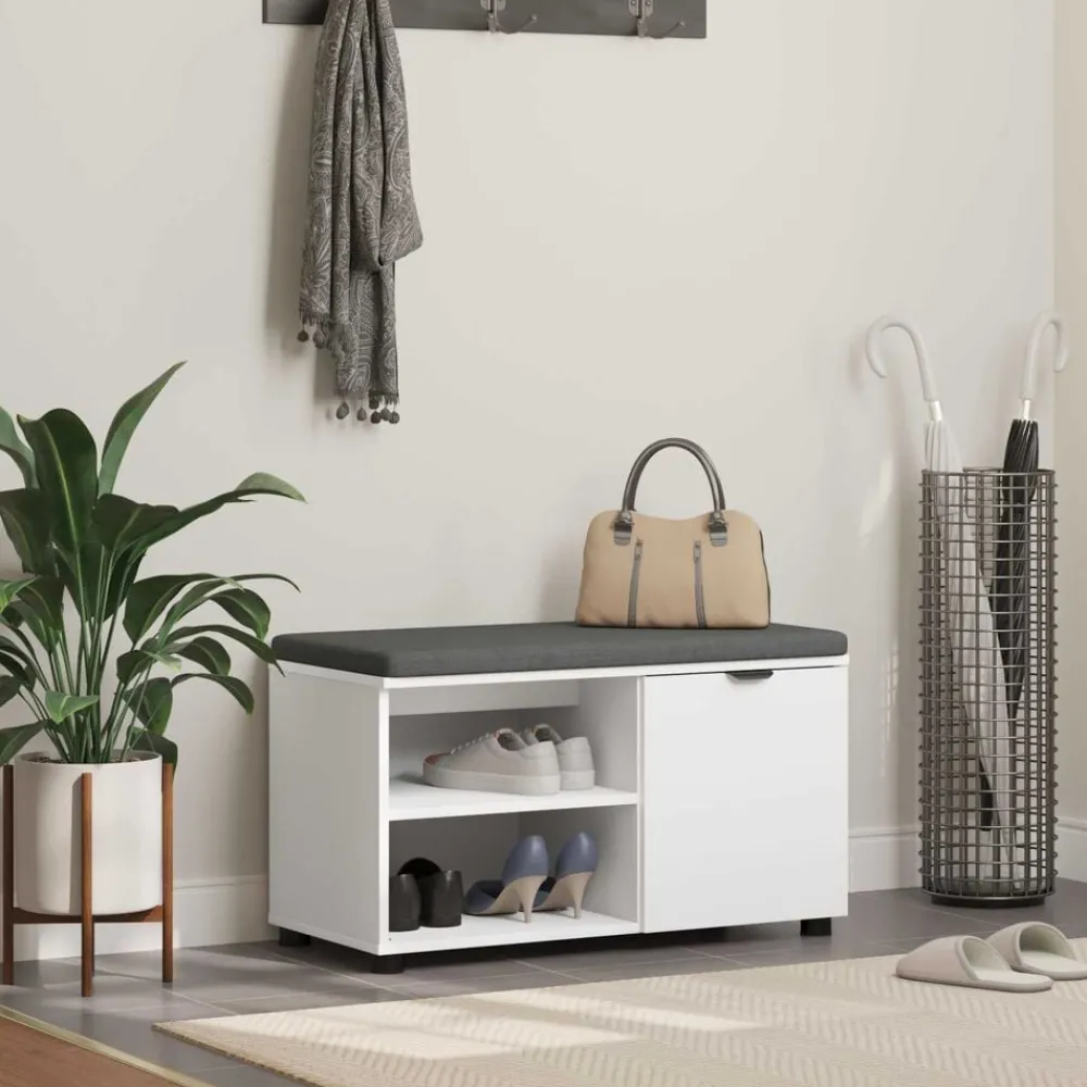 vidaXL Banc d'entrée 80 x 38 x 46 cm Bois Ingénierie et Tissu