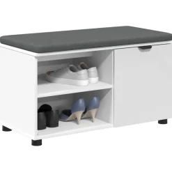 vidaXL Banc d'entrée 80 x 38 x 46 cm Bois Ingénierie et Tissu