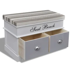 vidaXL Banc d'entrée et de rangement avec coussin gris 2 tiroirs Blanc
