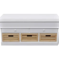 vidaXL Banc d'entrée et de rangement avec coussin 2 tiroirs Blanc