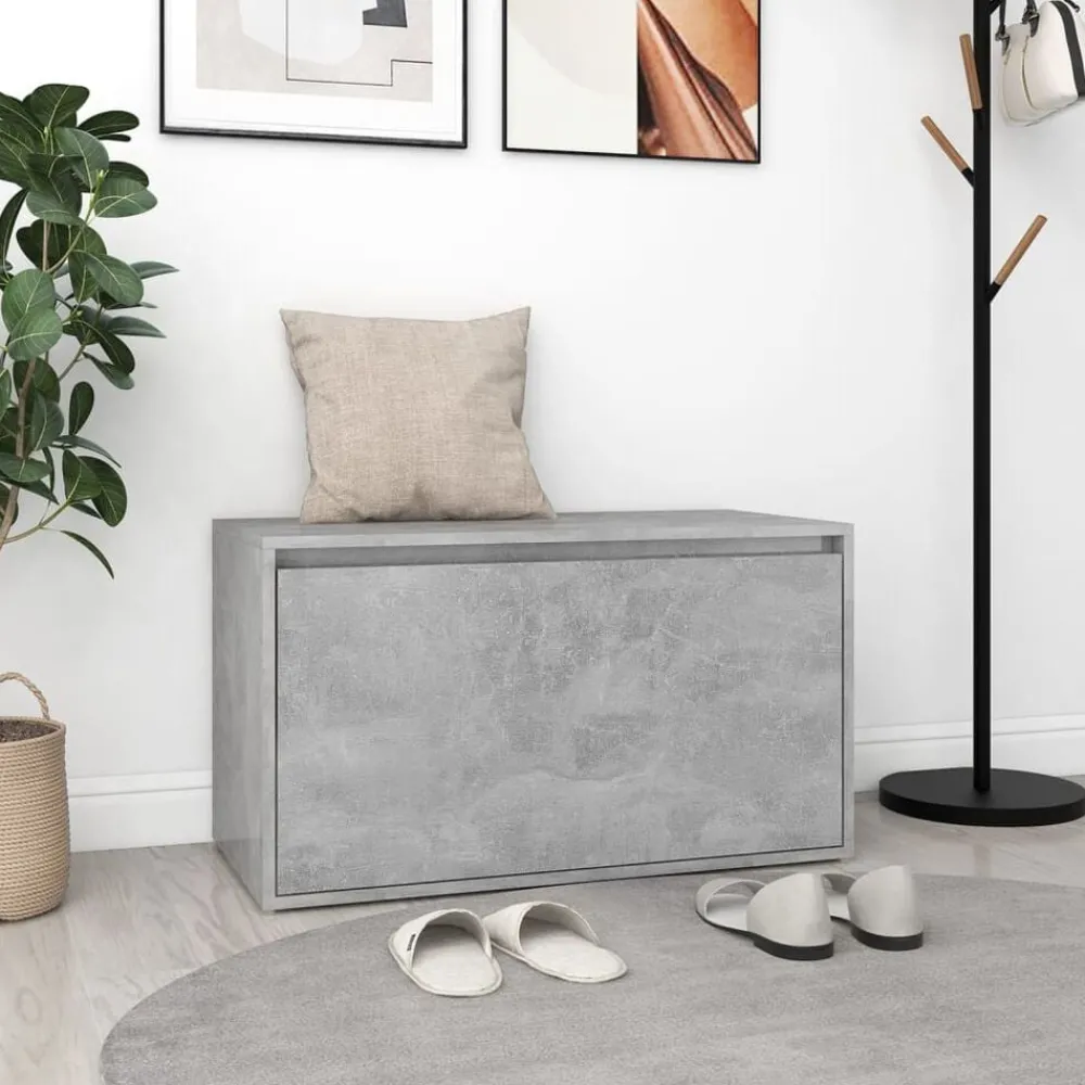 Bancs-vidaXL Banc d'entrée 80x40x45 cm Bois d'ingénierie Gris béton