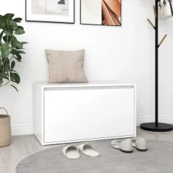 Bancs-vidaXL Banc d'entrée 80x40x45 cm Bois d’ingénierie Blanc