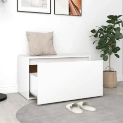 Bancs-vidaXL Banc d'entrée 80x40x45 cm Bois d’ingénierie Blanc