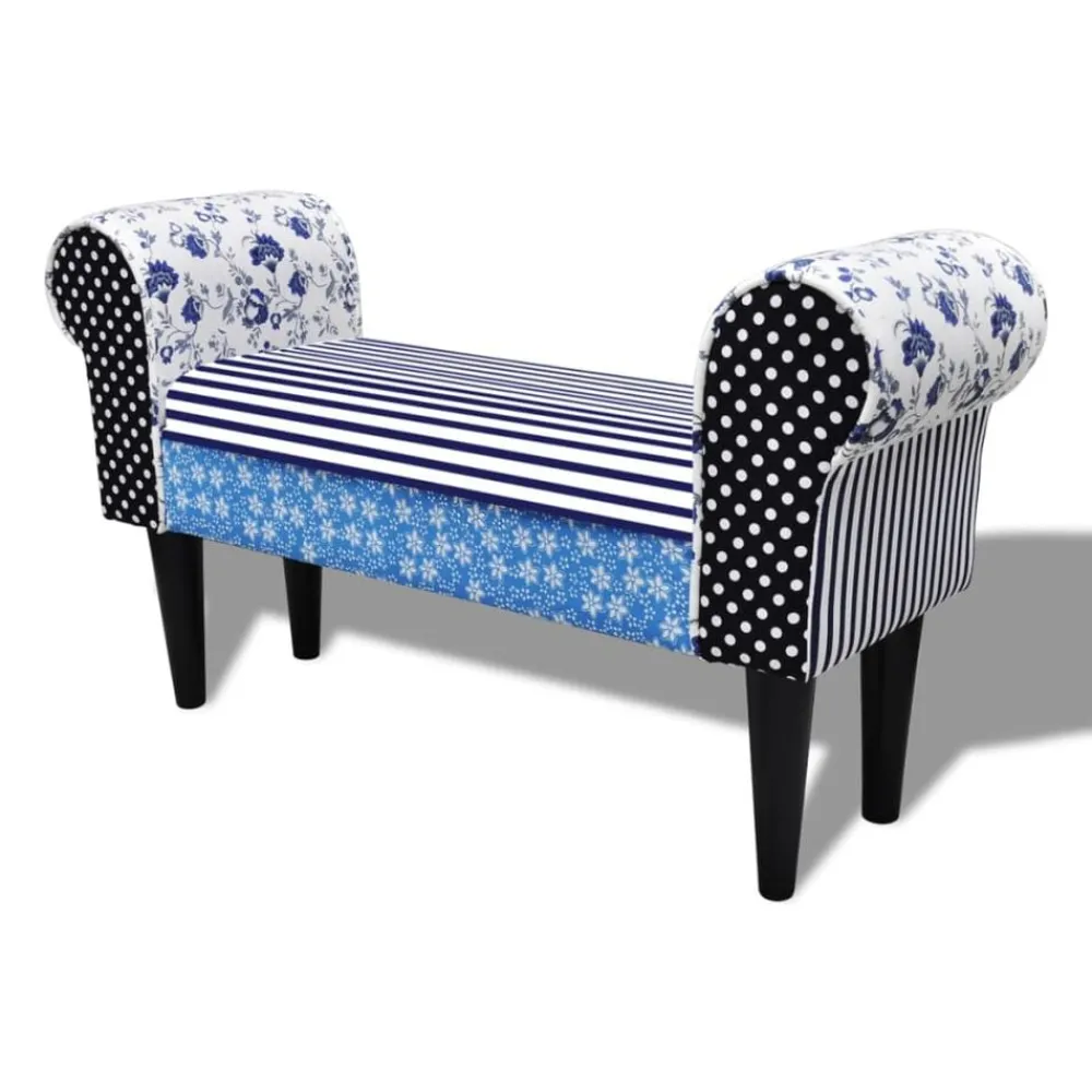 Bancs-vidaXL Banc Design avec patchwork Bleu et blanc