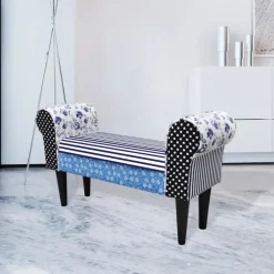 Bancs-vidaXL Banc Design avec patchwork Bleu et blanc