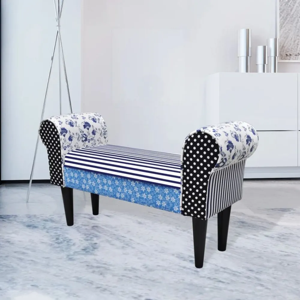 Bancs-vidaXL Banc Design avec patchwork Bleu et blanc