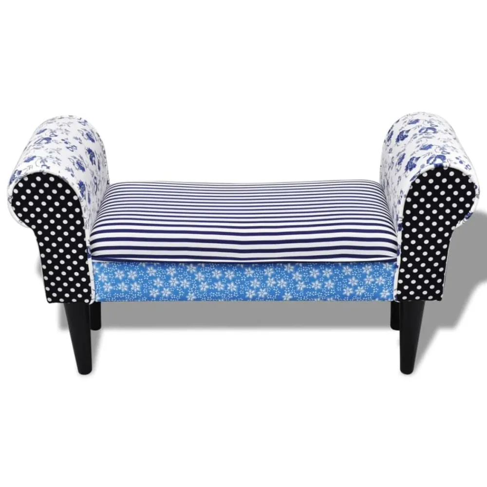 Bancs-vidaXL Banc Design avec patchwork Bleu et blanc