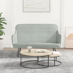 Bancs-vidaXL Banc 110x76x80 cm Velours Gris clair