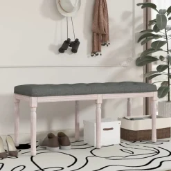 Bancs-vidaXL Banc foncé 110x40x49 cm Tissu Gris