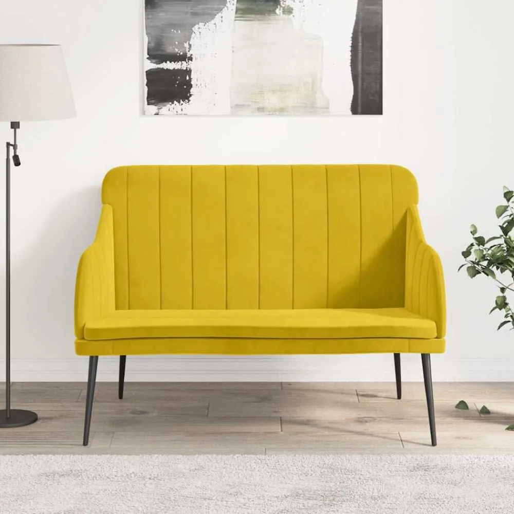 Bancs-vidaXL Banc 110x76x80 cm Velours Jaune