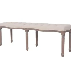 Bancs-vidaXL Banc Lin Bois massif 150 x 40 x 48 cm Blanc crème Blanc crème