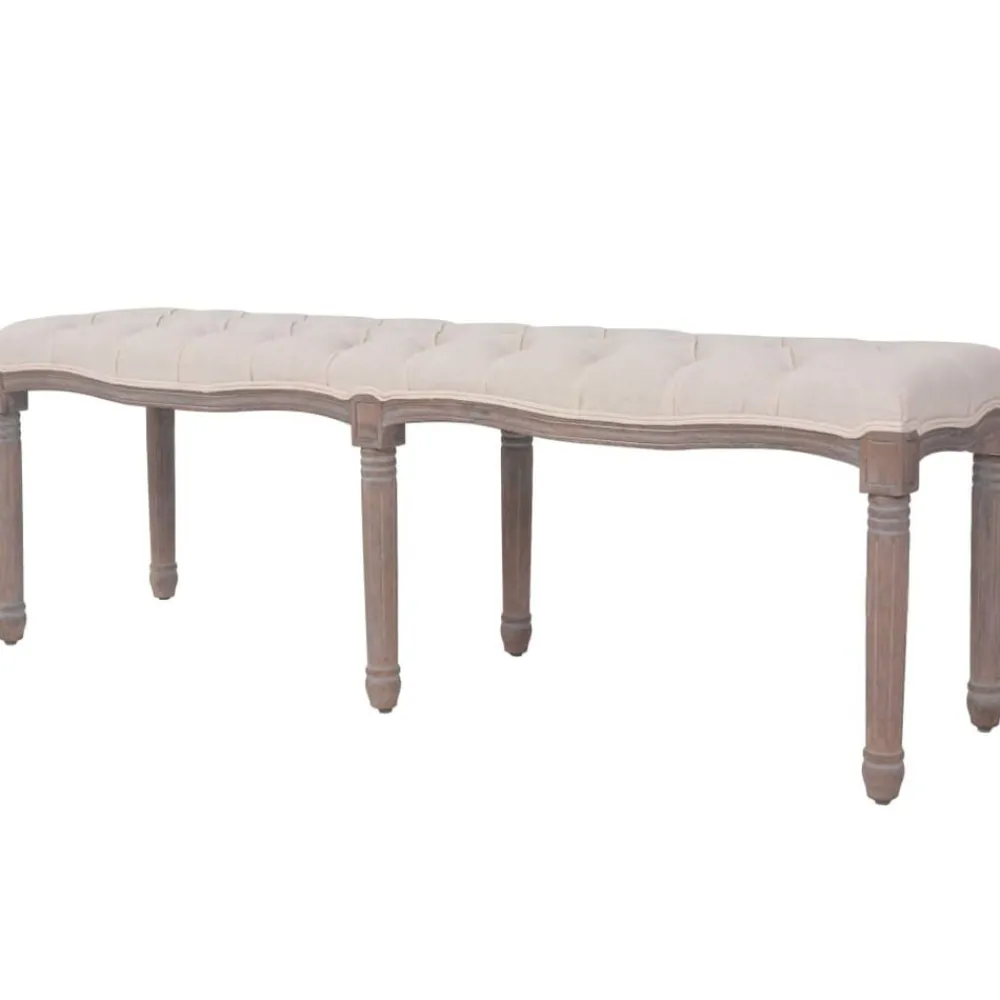 Bancs-vidaXL Banc Lin Bois massif 150 x 40 x 48 cm Blanc crème Blanc crème