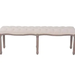 Bancs-vidaXL Banc Lin Bois massif 150 x 40 x 48 cm Blanc crème Blanc cr&egrave;me