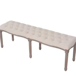 Bancs-vidaXL Banc Lin Bois massif 150 x 40 x 48 cm Blanc crème Blanc crème