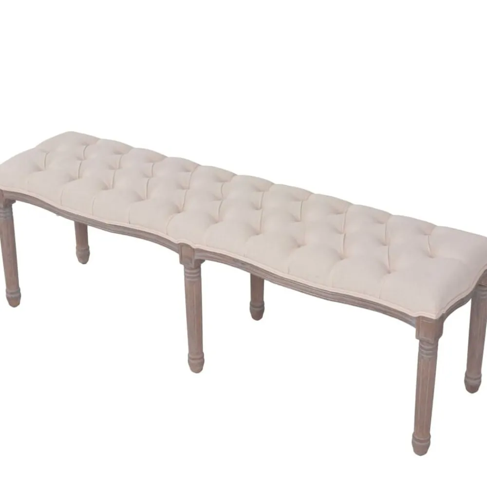 Bancs-vidaXL Banc Lin Bois massif 150 x 40 x 48 cm Blanc crème Blanc crème