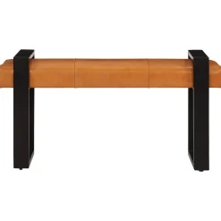 vidaXL Banc Noir et marron 110 cm Cuir de chèvre véritable