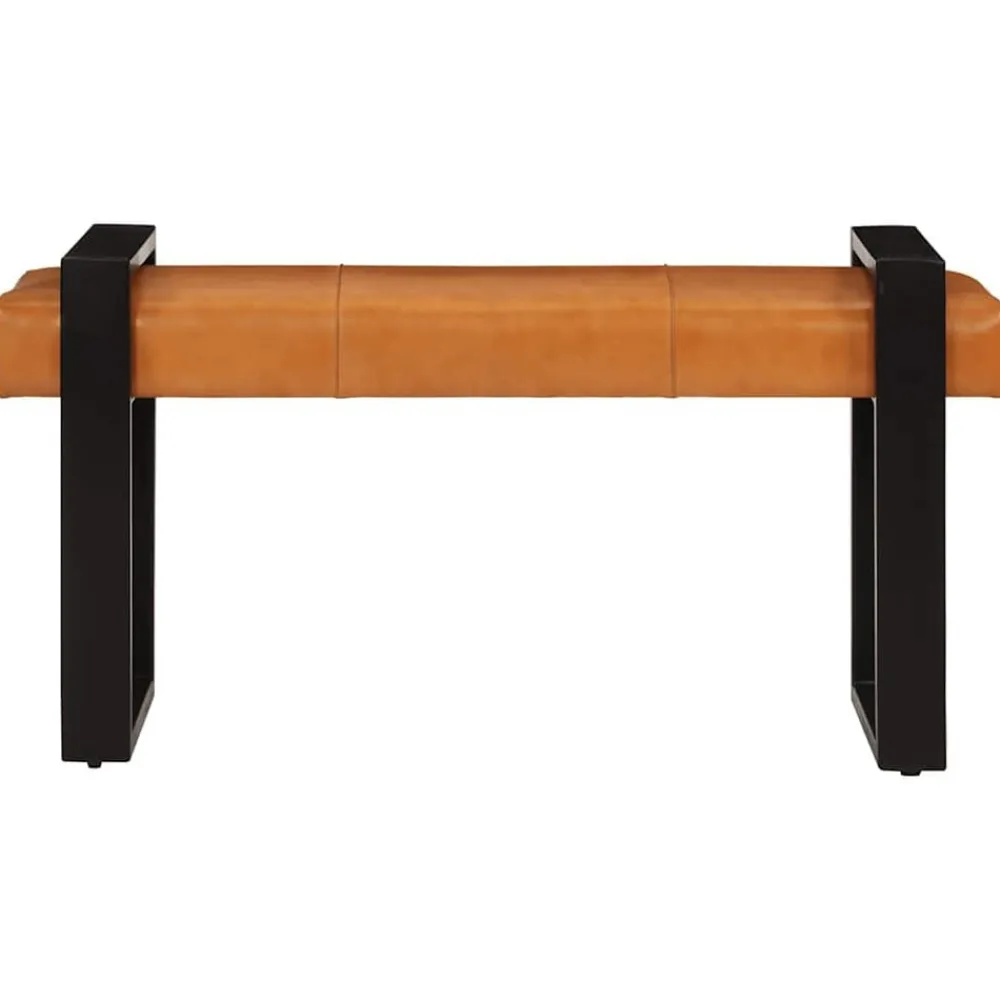 vidaXL Banc Noir et marron 110 cm Cuir de chèvre véritable
