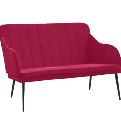 Bancs-vidaXL Banc 110x76x80 cm Velours Rouge bordeaux